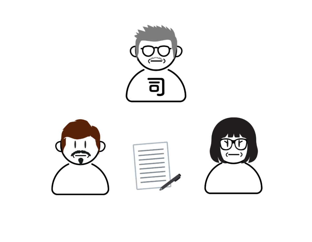 遺産分割協議書に署名捺印する画像